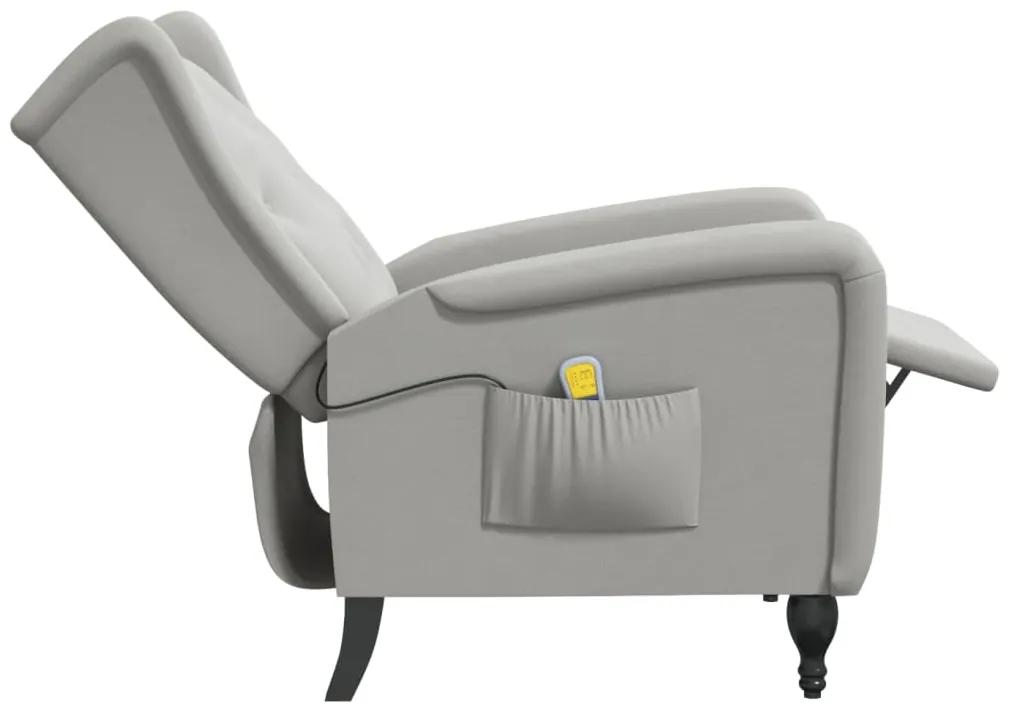 Poltrona de massagens reclinável veludo cinzento-claro