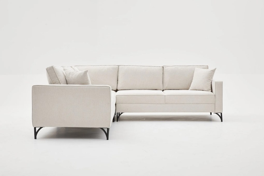 Sofá de Canto Berlin – Creme e Preto – 258 x 258 cm