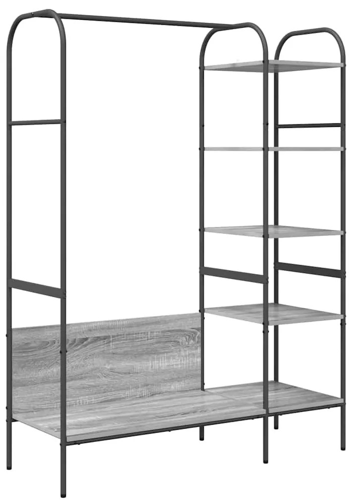 Cabideiro com Prateleiras Cinzento Sonoma 120x44x160 cm Madeira de Eng