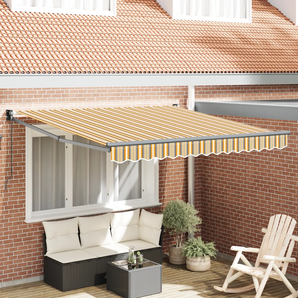vidaXL Toldo Retrátil Manual Listrado Multicolorido 300x250 cm