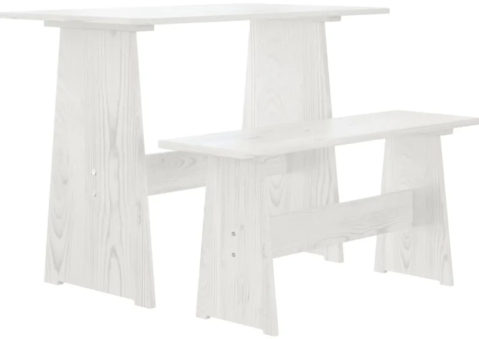 Mesa de jantar com banco REINE pinho maciço branco