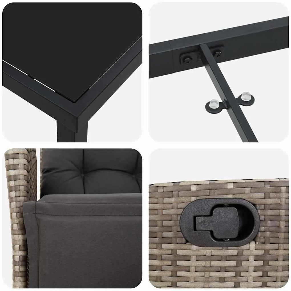 Conjunto de Jantar de Jardim de 5 Peças em Polyrattan Cinza