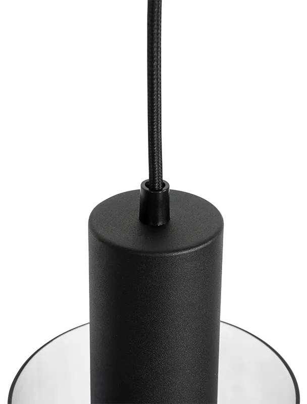 Candeeiro de suspensão vintage preto com vidro fumê - Vidra