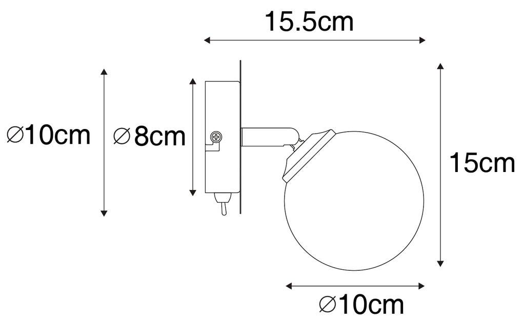 Projetores modernos dourados com vidro opalino com interruptor - Athens