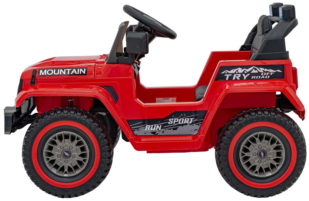 Carro elétrico para Crianças Off Road MOUNTAIN 12V Rodas Espuma EVA, Assento Couro ecológico Vermelho