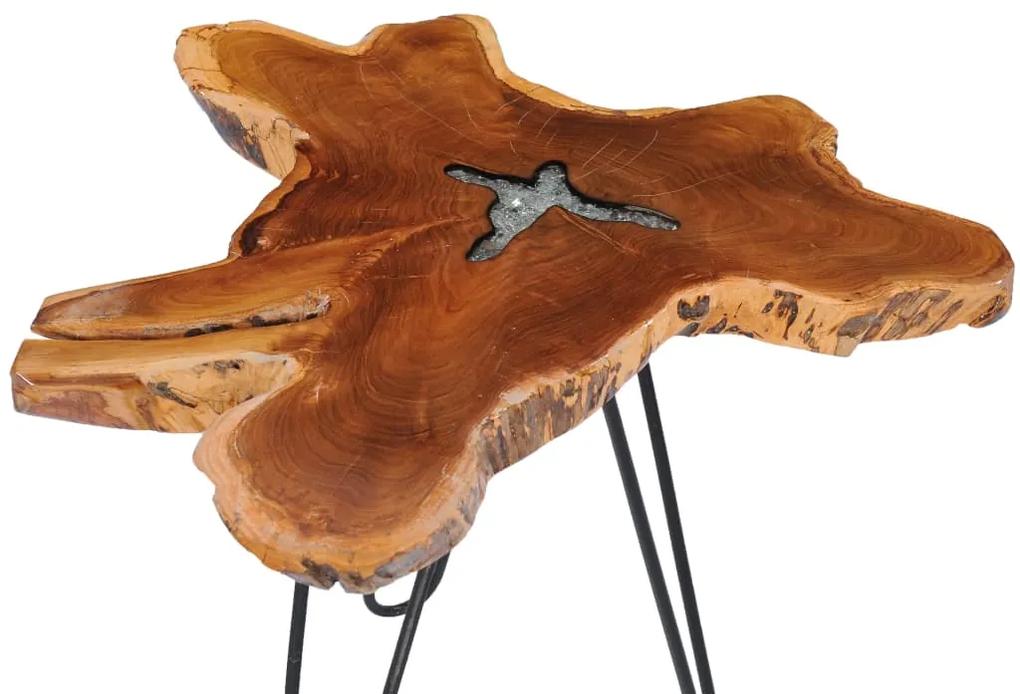 Mesa de centro 70x45 cm madeira de teca maciça e poliresina