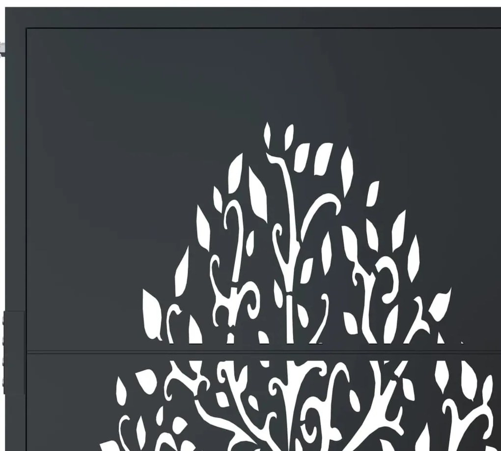 Portão de jardim 105x205 cm aço design árvore antracite