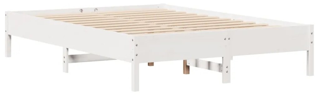 Cama com estante sem colchão 140x190 cm pinho maciço branco