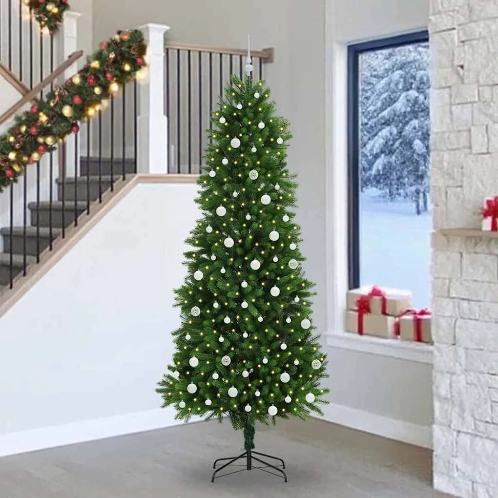 vidaXL Árvore de Natal com 300 LEDs com suporte Verde 240 cm PE