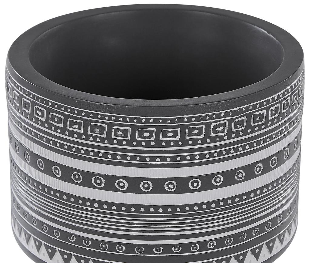 Vaso para plantas com pernas de madeira em cerâmica cinzenta escura 25 x 25 x 35 cm ARGINIA Beliani