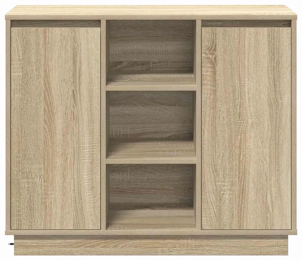 Cristaleira com LED Carvalho Sonoma 90x32x75 cm Madeira Engenharia