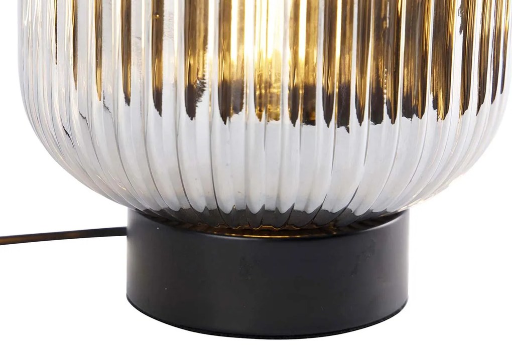 LED Candeeiro de mesa inteligente preto com vidro fumê incl. Wifi A60 - Karel Art Deco