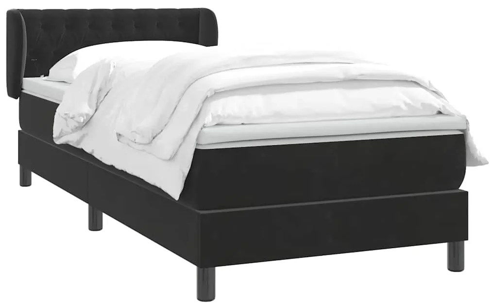 Cama box spring com colchão 90x210 cm veludo preto