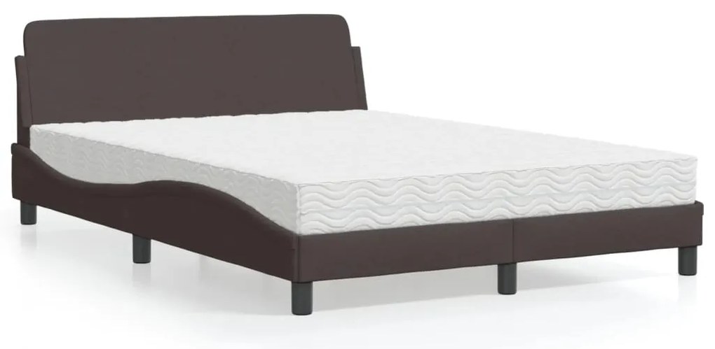 Cama com colchão 120x200 cm tecido castanho-escuro