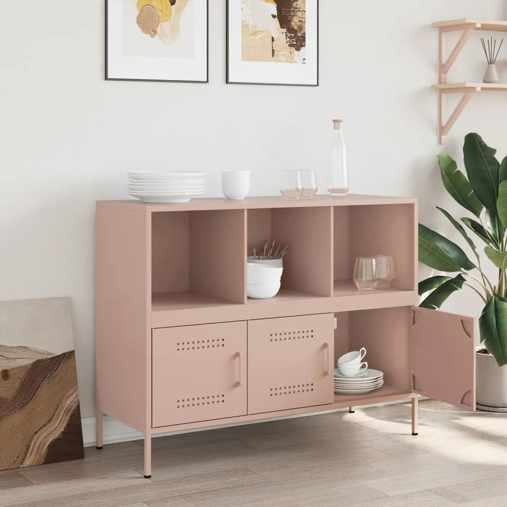 Aparador 100,5x39x79 cm aço rosa