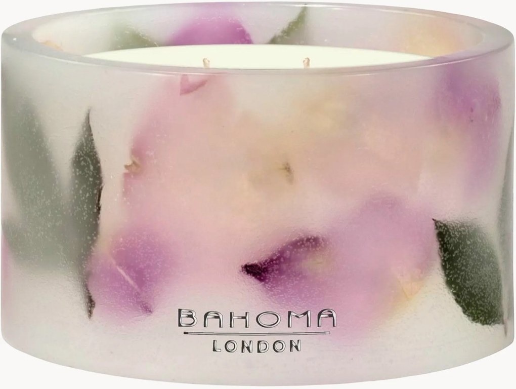 Vela perfumada artesanal com três pavios Botanica (rosa, mel, violeta)