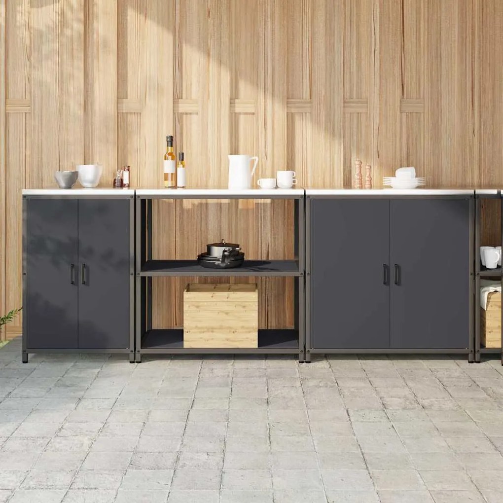 vidaXL Conjunto de Armazenamento para Cozinha 3 pcs Cinzento-escuro