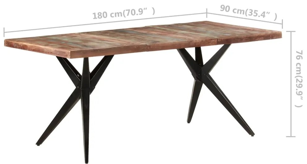 Mesa de jantar 180x90x76 cm madeira recuperada maciça