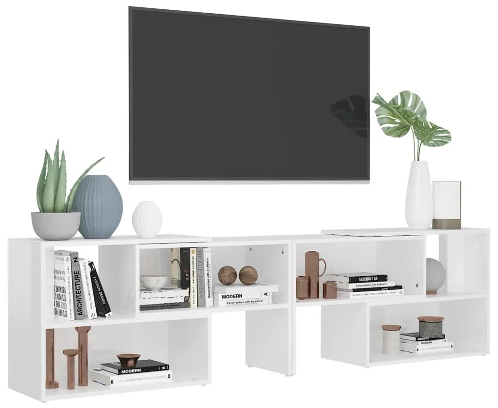 Móvel de TV 149x30x52 cm contraplacado branco brilhante