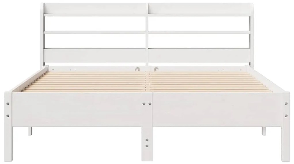 Cama sem colchão 140x200 cm madeira de pinho maciça branco