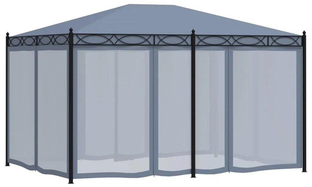 Gazebo com proteções em rede 3x4 m aço antracite