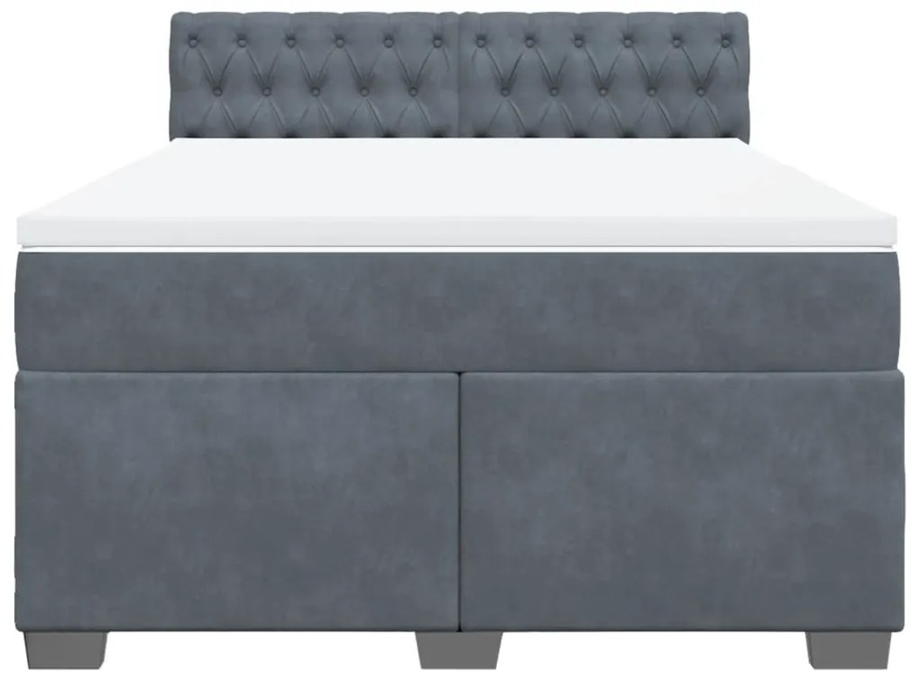 Cama com molas/colchão 140x200 cm veludo cinzento-escuro