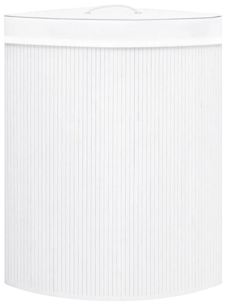 Cesto de canto para roupa suja 60 L bambu branco