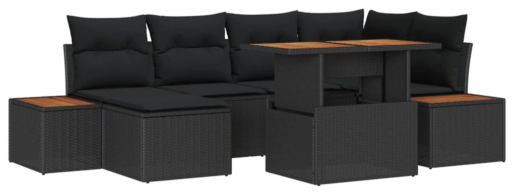 vidaXL Conjunto de Jantar para Jardim 7 pcs Preto e Marrom