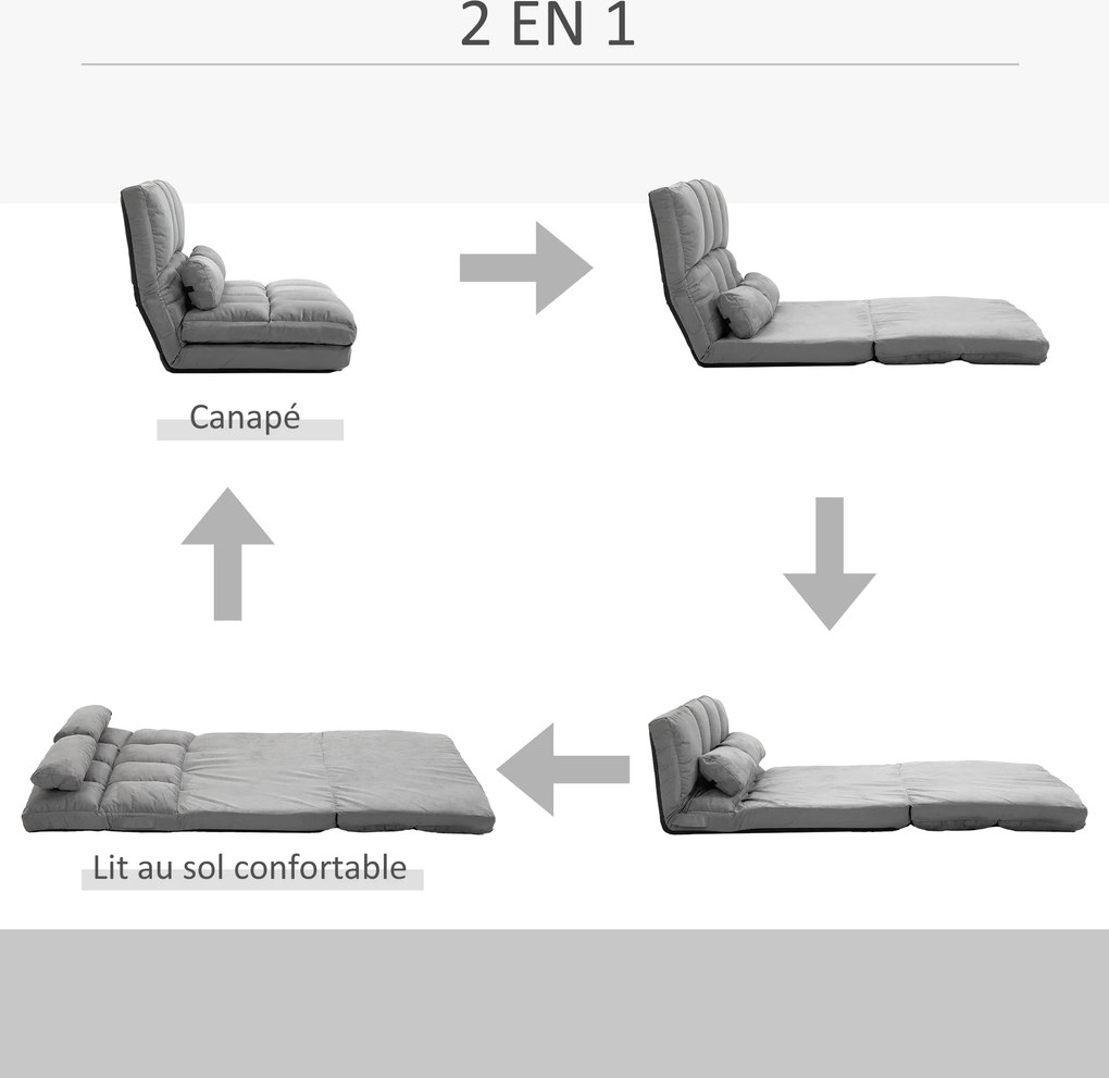 Sofá de 2 lugares, transformável em cama, poltrona dobrável, encosto ajustável, inclui 2 almofadas em poliéster com acabamento em camurça, para sala d