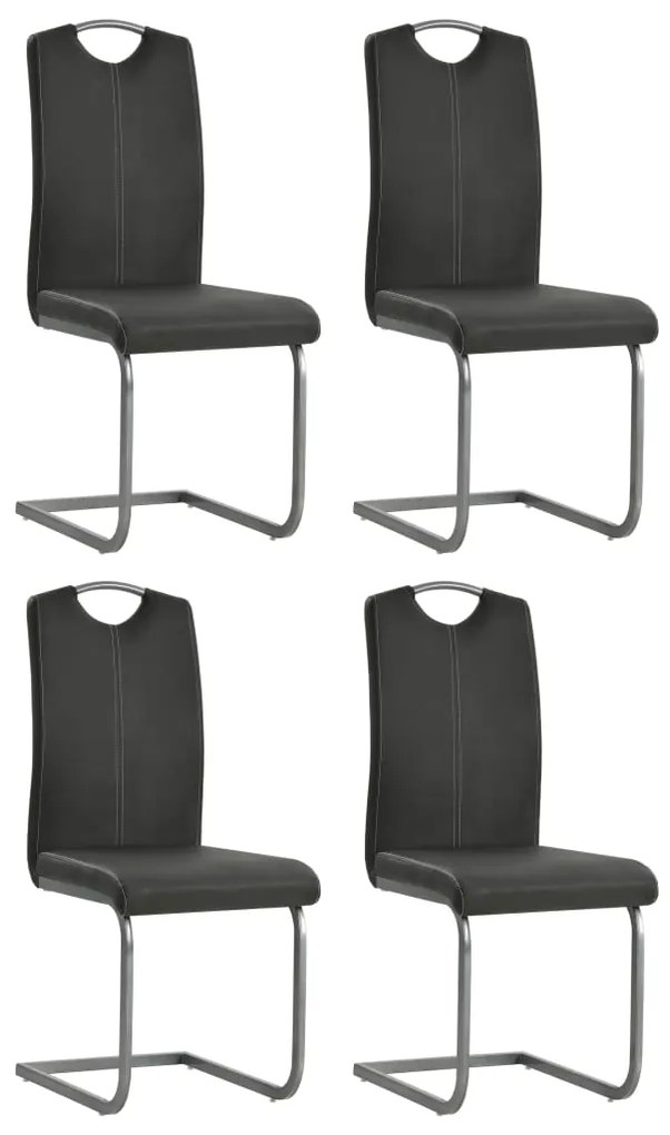 vidaXL Cadeiras de jantar cantilever 4 pcs couro artificial cinzento