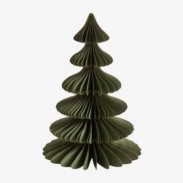 Árvore De Natal Em Papel Navira ↑30 Cm & Verde Pesto Com Borda Dourada - Sklum