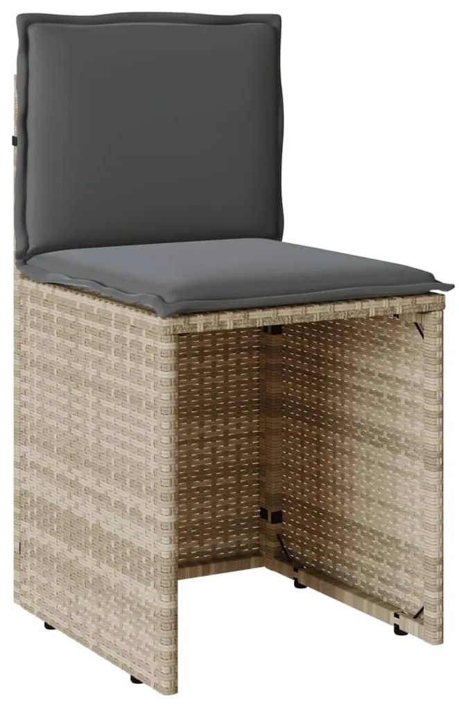 3 pcs conjunto bistrô com almofadões vime PE cinzento claro
