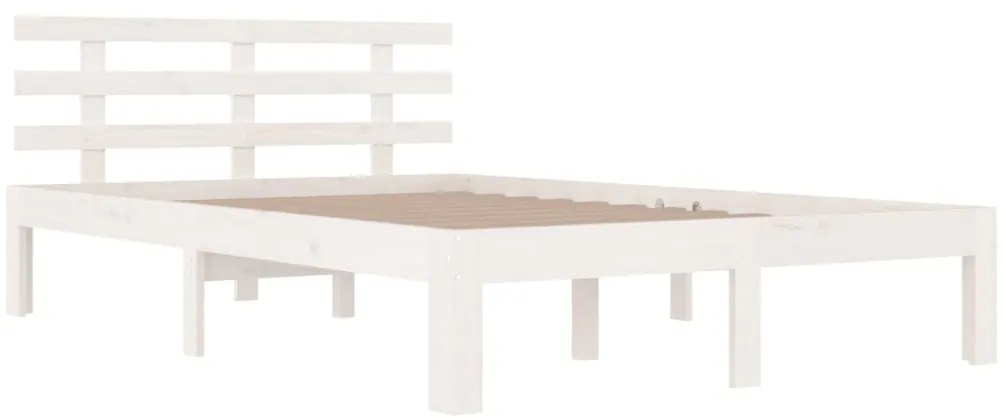 Estrutura de cama casal 135x190 cm madeira maciça branco