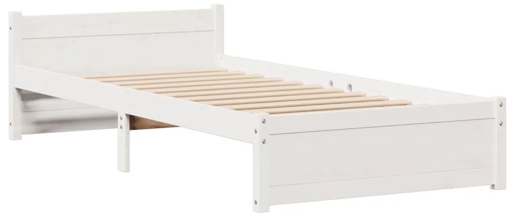 Cama com estante sem colchão 90x190 cm pinho maciço branco