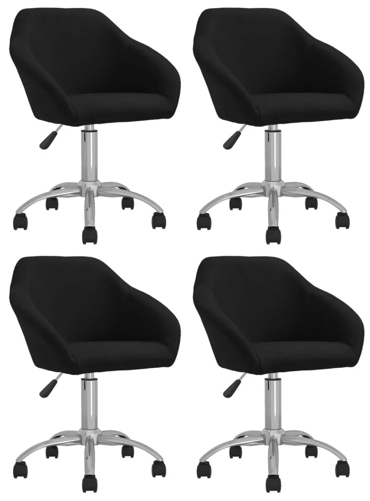 vidaXL Cadeiras de jantar giratórias 4 pcs tecido preto