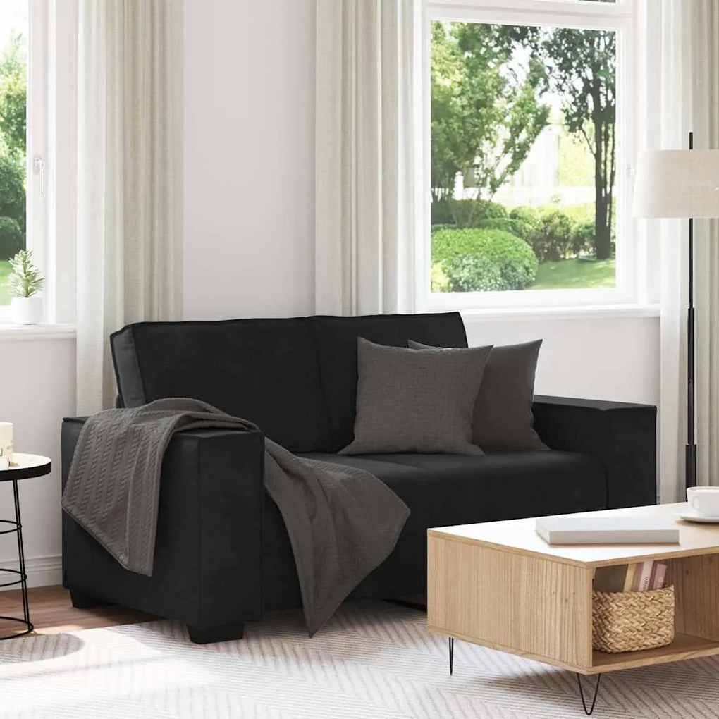 Sofá de 2 lugares veludo 120 cm preto