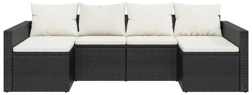 2 pcs conjunto lounge de jardim c/ almofadões vime PE preto