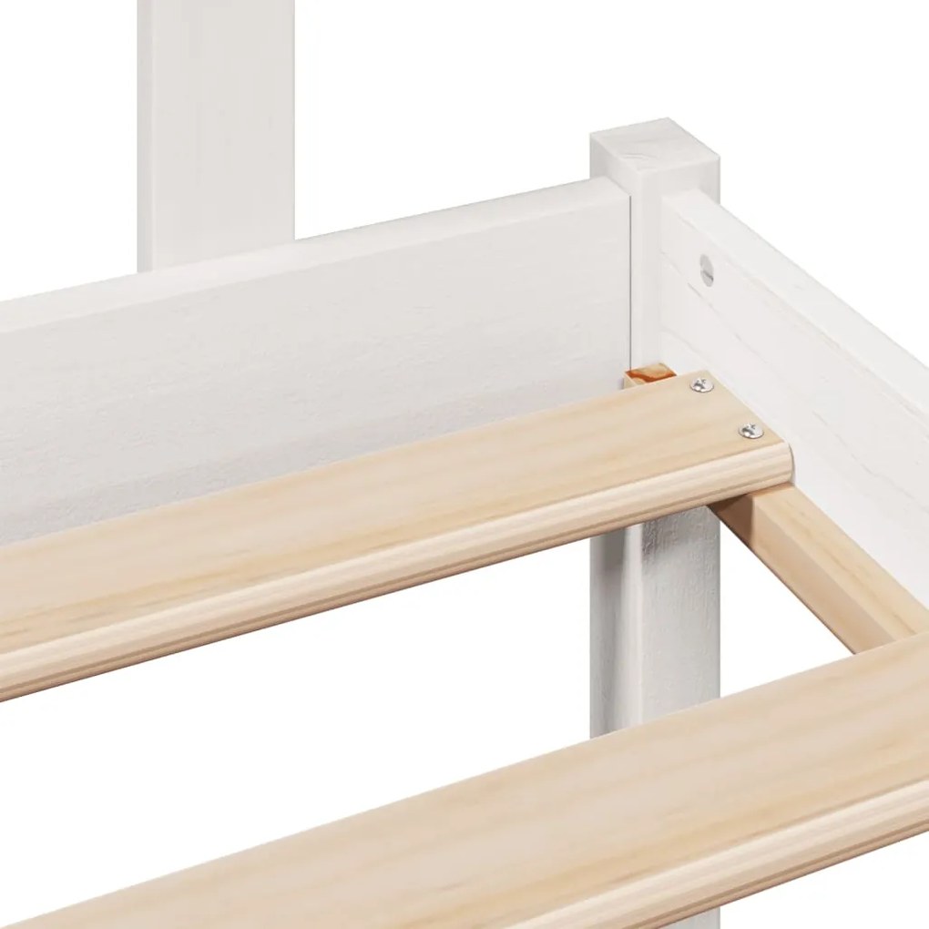 Cama com estante sem colchão 90x200 cm pinho maciço branco