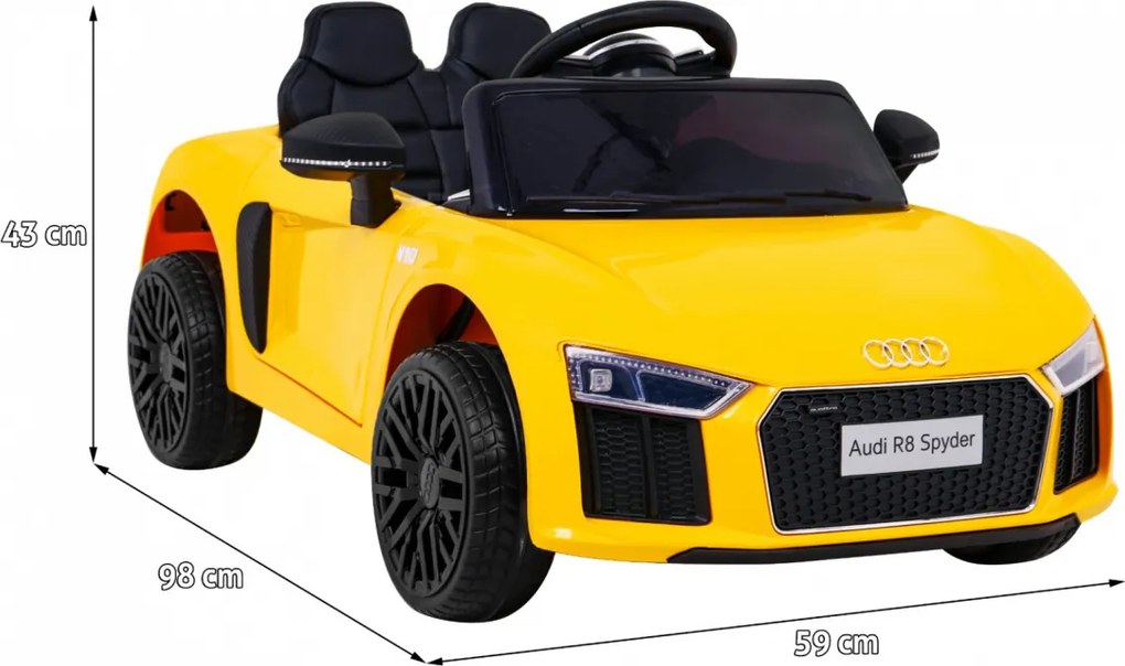 Carro elétrico para Crianças 12V Audi R8 Rodas de EVA Amarelo