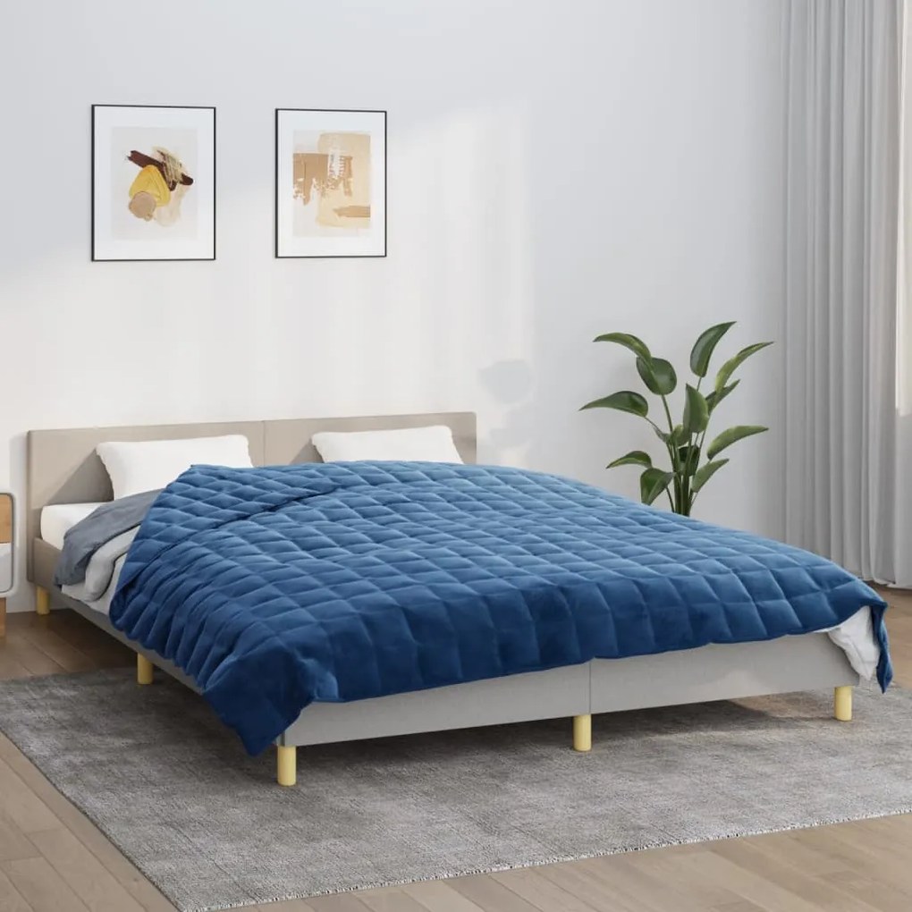 350797 vidaXL Manta pesada 13 kg 200x200 cm tecido azul