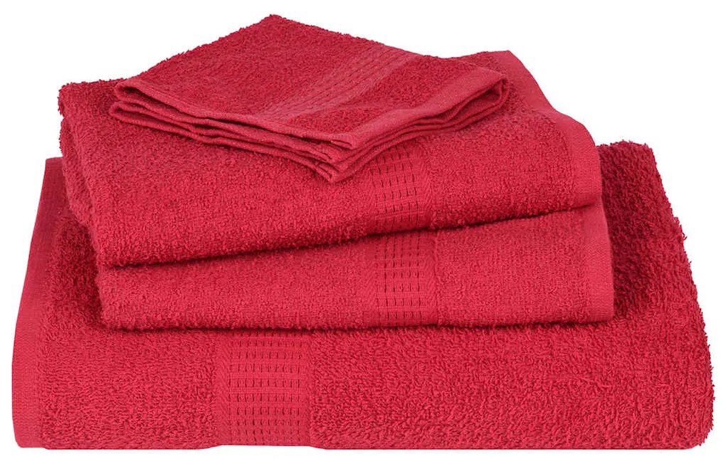 6pcs Conjunto toalhas banho 360 gsm 100% algodão vermelho