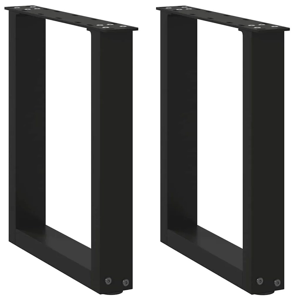 vidaXL Pés para mesa de centro em formato de U, 2 peças, preto, 28x(42-43) cm, aço
