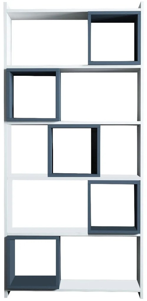 Secretária de Estudo e Estante Box – Branco e Azul – Secretária: 120x7