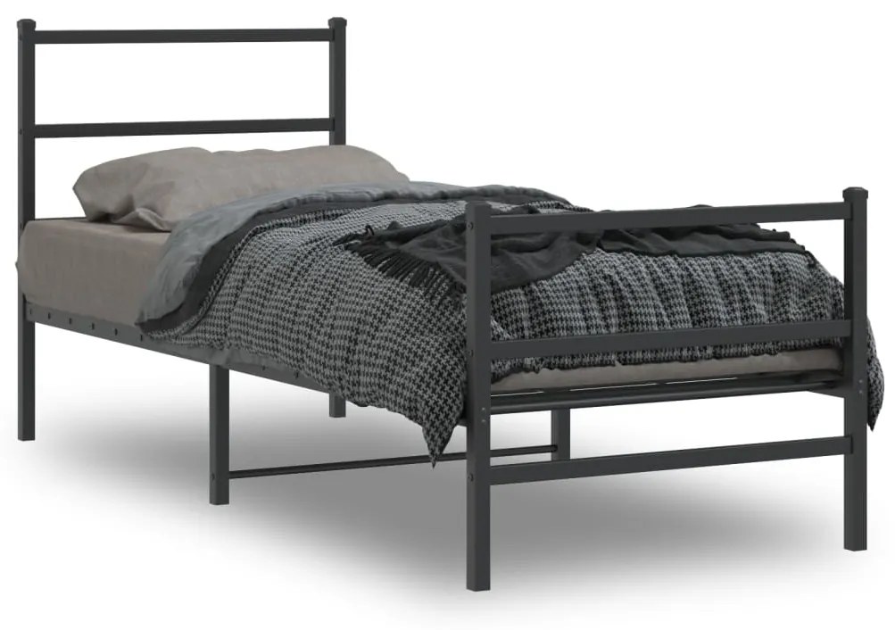 vidaXL Estrutura de cama com cabeceira e pés 80x200 cm metal preto
