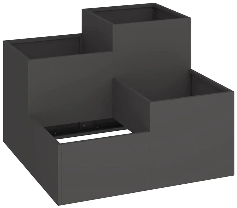 Plantadeira vidaXL 100x100x60 cm Aço Preto