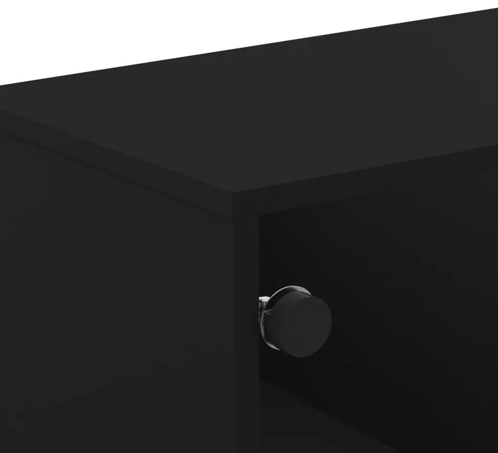 Móvel de TV c/ portas de vidro 102x37x50 cm preto