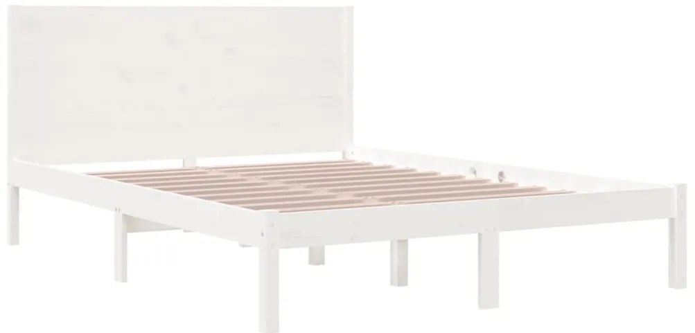 Estrutura de cama casal 135x190 cm madeira maciça branco