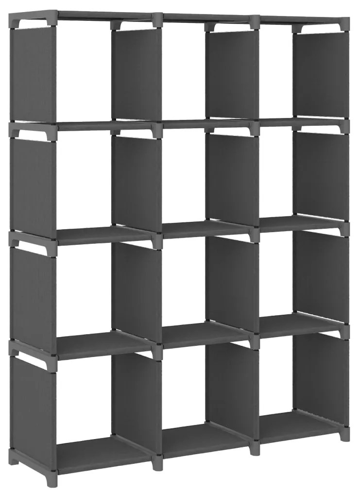 Unidade de prateleiras 12 cubos 103x30x141 cm tecido cinzento