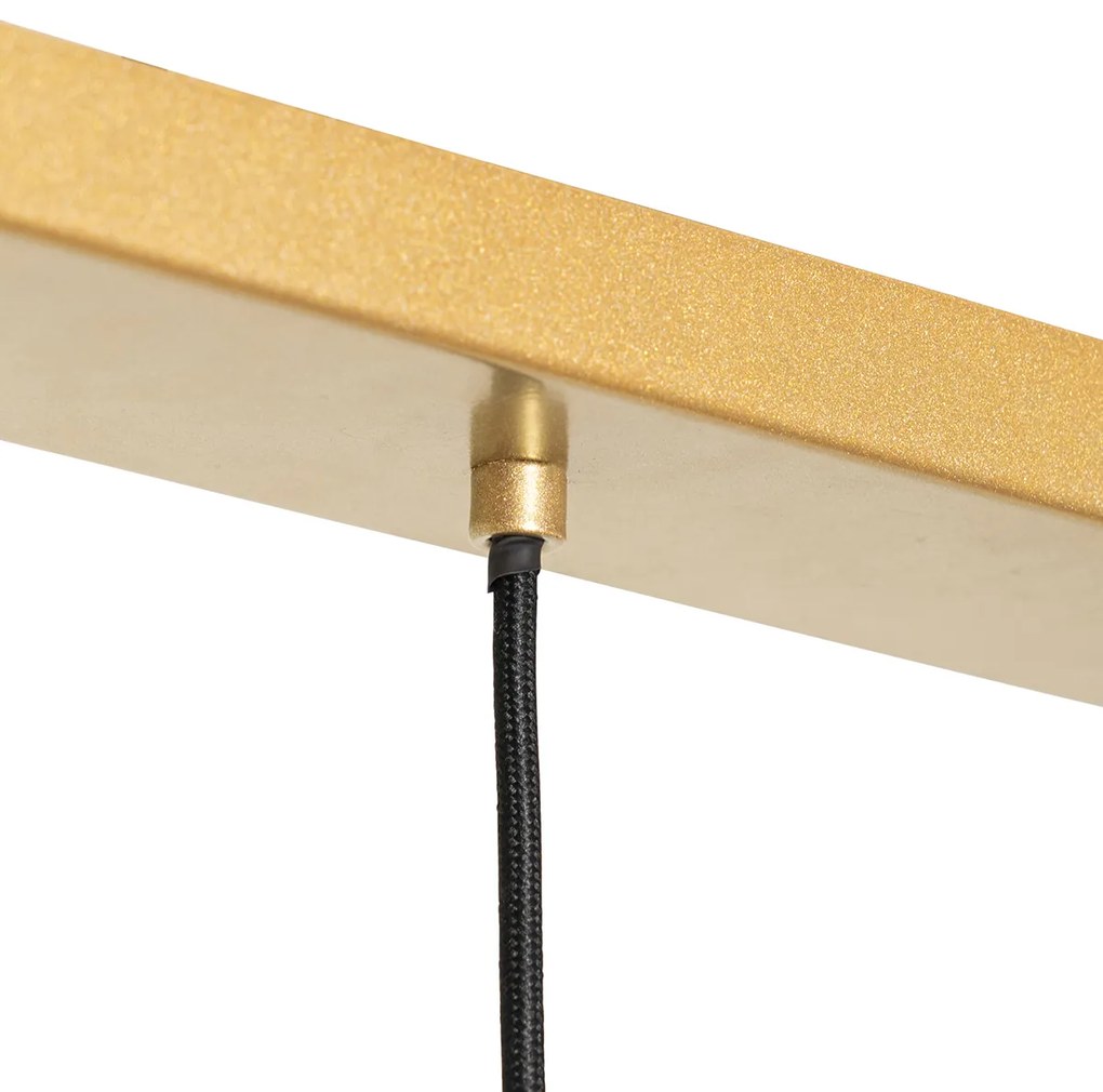 Candeeiro de suspensão Art Deco dourado com vidro branco 3-luzes - Isabella