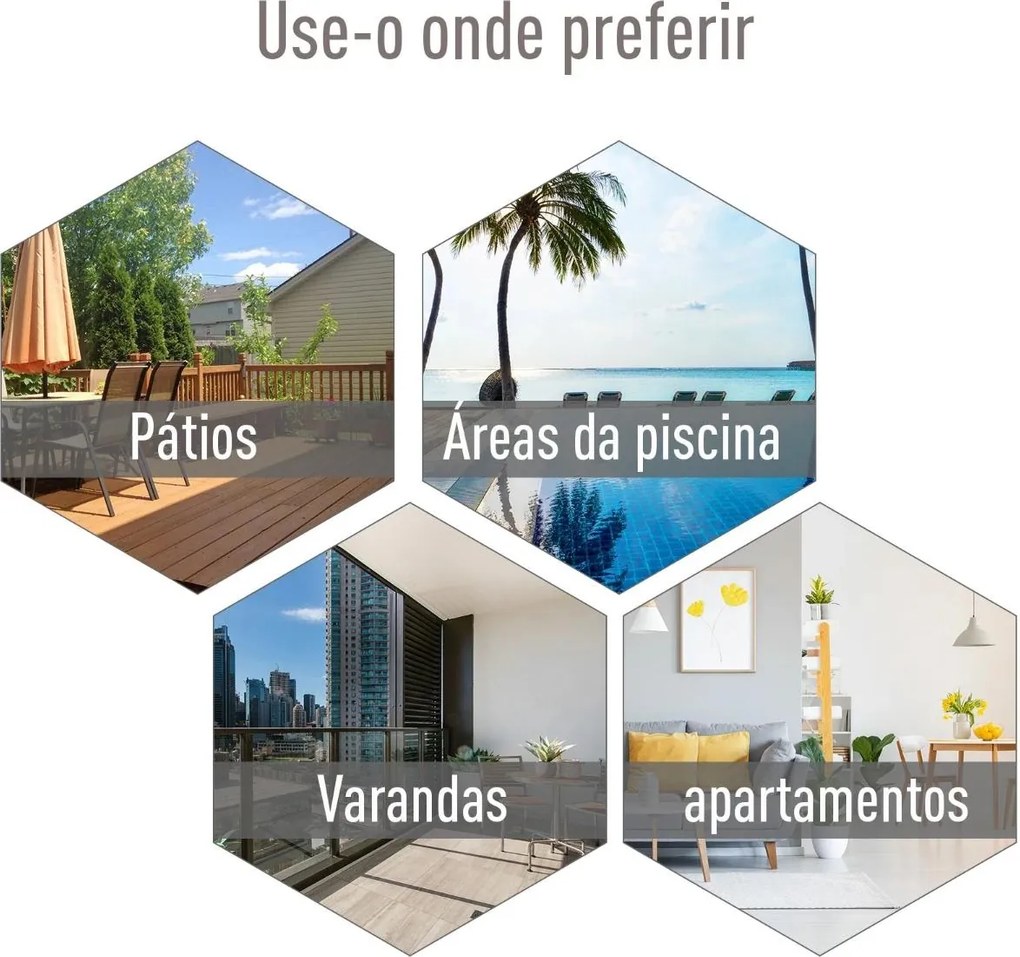 Conjunto de 2 cadeiras dobráveis Com apoio de braços para varanda Jardim Terraço Carga 100kg 58x64x94 cm Cinza